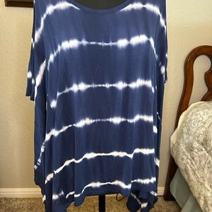 Tyche Blue Tunic Relaxed Fit Kimono Top. Size OS.